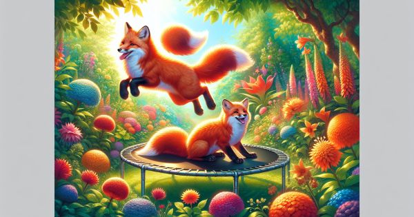 ¡Diversión salvaje! Dos zorros descubren el placer de saltar en una trampolina