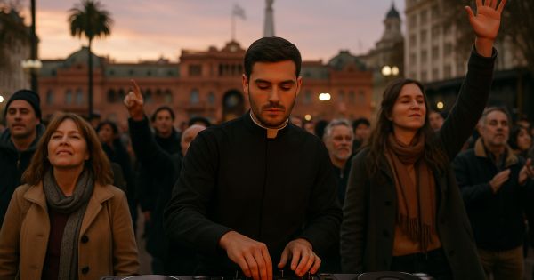 El “Cura DJ” electrizó Plaza de Mayo con un show multitudinario en homenaje al Papa Francisco
